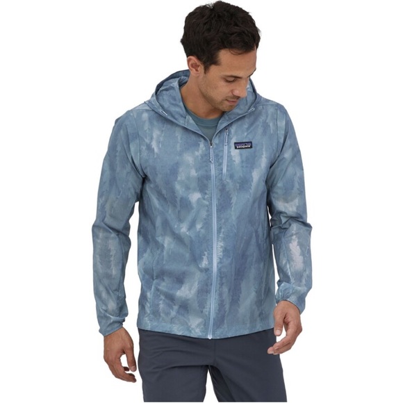 Patagonia Houdini Jacket Mens XL Blue Camo Hooded Windbreaker